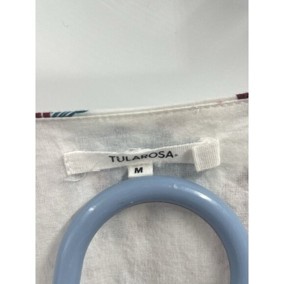 Tularosa Revolve Moonrise Boho Peacock Floral Short Sleeve Blouse Buttons Sz M - Picture 4 of 8